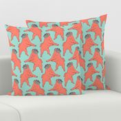 Mod LCP dancing Pugs - Coral and Mint