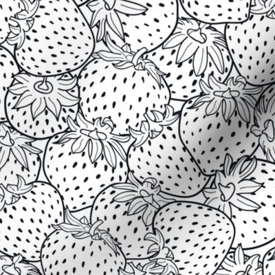 Black and white strawberries texture