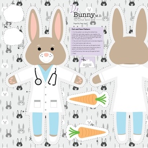 Dr. Bunny M.D. Cut and Sew Plushie Pillow