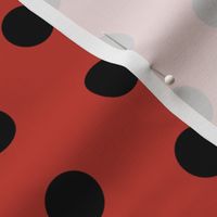 red and black dots - black dots on red, red dots fabric, dots fabric, black dots fabric red and black