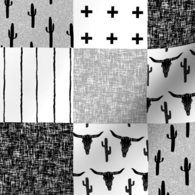 western wholecloth - 3" squares - black and white cheater quilt, cheater quilt, quilt top fabric, nursery quilt, black and white, bw, - 3 inches
