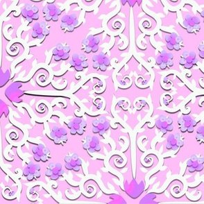 Pink and Purple Buttercup Flower Damask