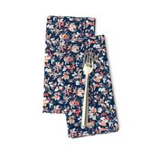 Floral - Navy with Coral, Blush, and White