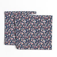 Floral - Navy with Coral, Blush, and White