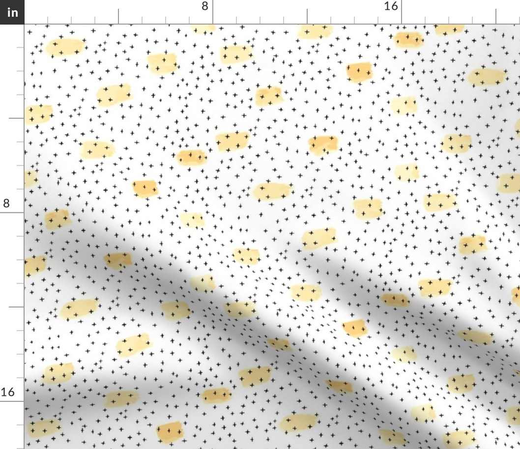 Yellow brushstrokes + black crosses - small scale