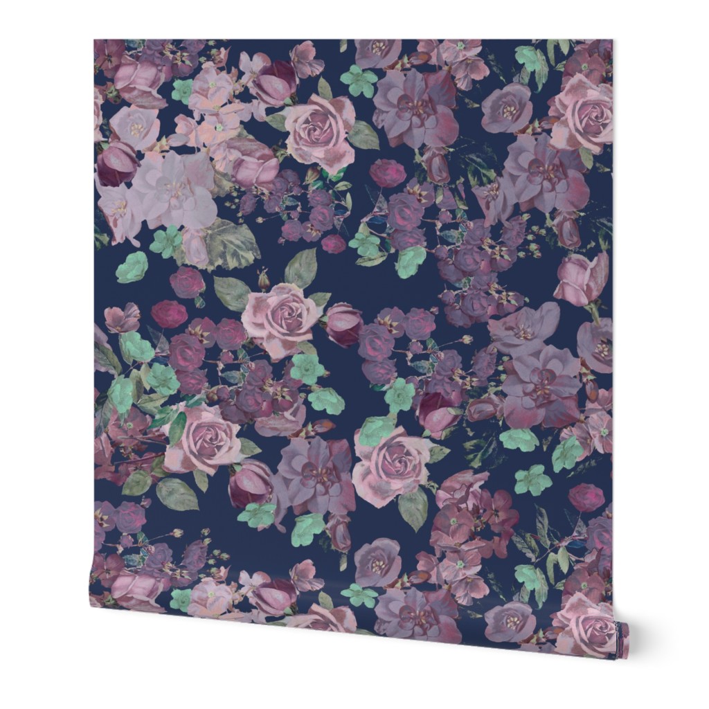 Antique Floral XL Print // Cool Colors