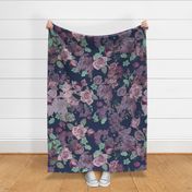 Antique Floral XL Print // Cool Colors