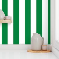 Classic Cabana Stripes in White + Kelly Green