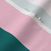 Classic Cabana Stripes in Conch Pink + Dark Teal Green