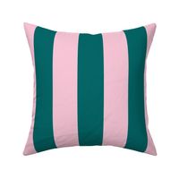 Classic Cabana Stripes in Conch Pink + Dark Teal Green