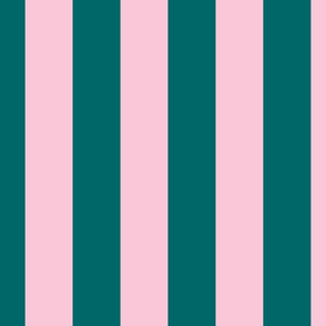 Classic Cabana Stripes in Conch Pink + Dark Teal Green