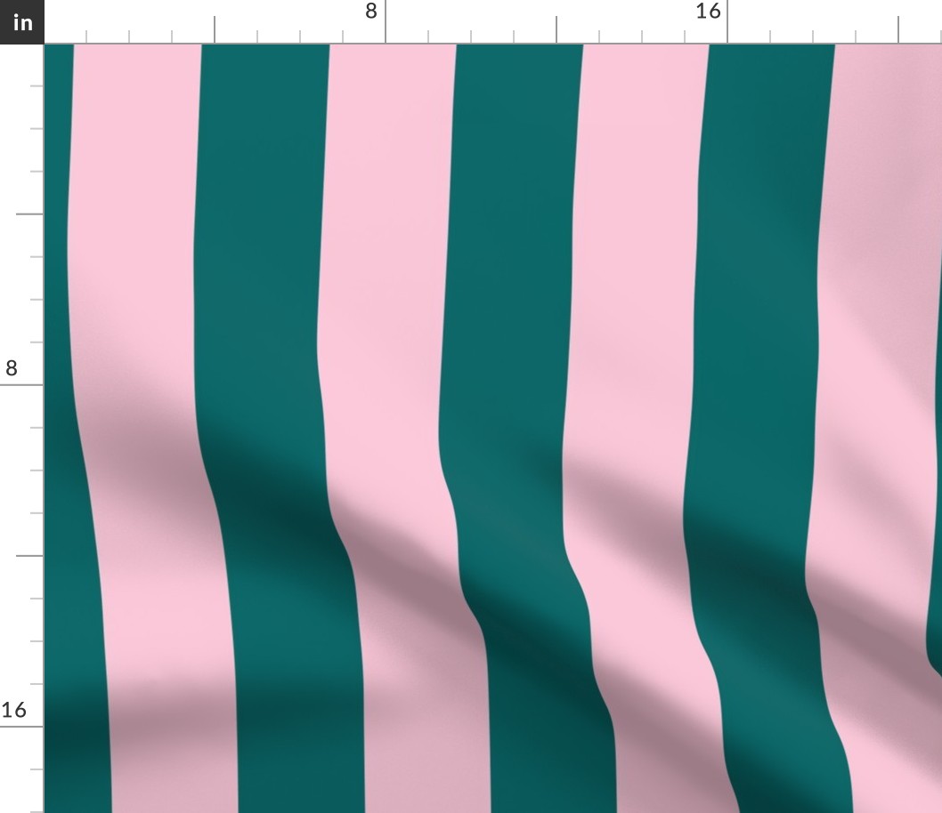 Classic Cabana Stripes in Conch Pink + Dark Teal Green