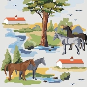 Paint by Number Meadow Horses