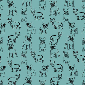 french bulldog fabric - dog fabric, pet fabric, dogs fabric, frenchie fabric, cute dog fabric, french bulldogs fabric - blue