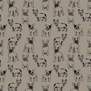 french bulldog fabric - dog fabric, pet fabric, dogs fabric, frenchie fabric, cute dog fabric, french bulldogs fabric - brown