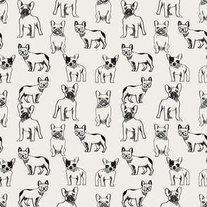 french bulldog fabric - dog fabric, pet fabric, dogs fabric, frenchie fabric, cute dog fabric, french bulldogs fabric - off-white