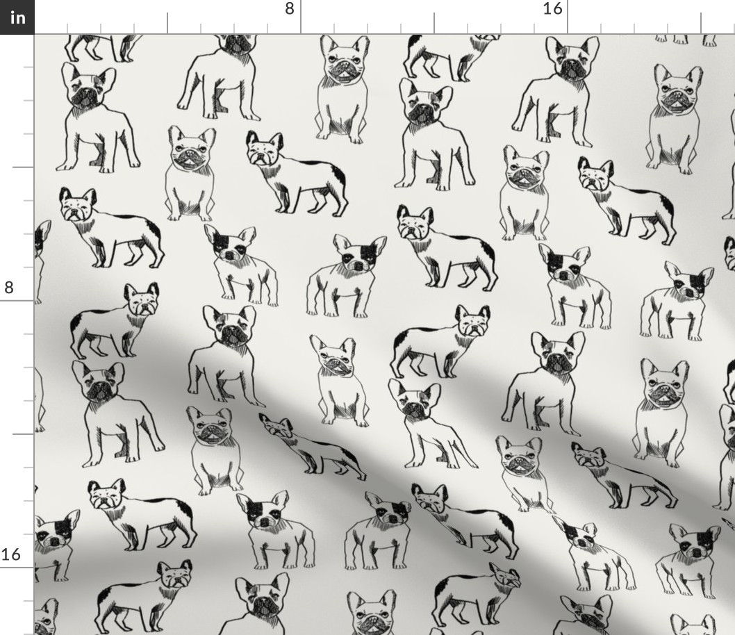 french bulldog fabric - dog fabric, pet fabric, dogs fabric, frenchie fabric, cute dog fabric, french bulldogs fabric - off-white