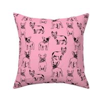 french bulldog fabric - dog fabric, pet fabric, dogs fabric, frenchie fabric, cute dog fabric, french bulldogs fabric - pink