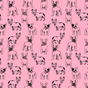 french bulldog fabric - dog fabric, pet fabric, dogs fabric, frenchie fabric, cute dog fabric, french bulldogs fabric - pink