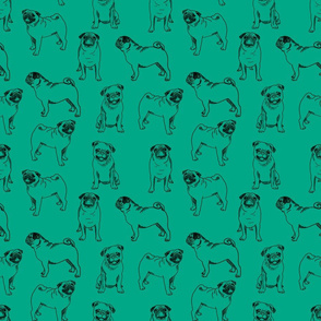 pug dog fabric - pugs, pug fabric, dog fabric, dogs fabric, cute pug dog  - jade