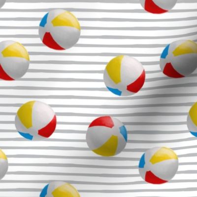 beach balls - grey stripes - summer - LAD19