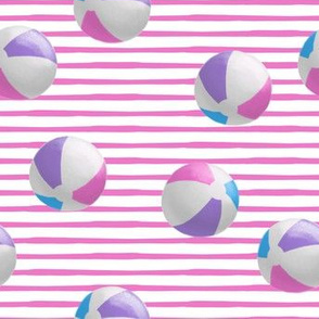 beach balls - pink on pink stripes - summer - LAD19