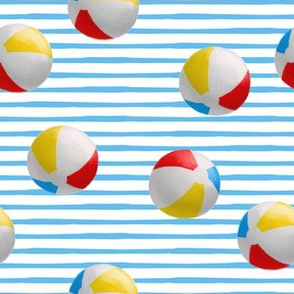 beach balls - blue stripes - summer - LAD19