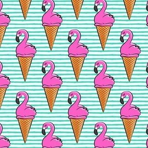 Flamingo ice-cream cones - teal LAD19