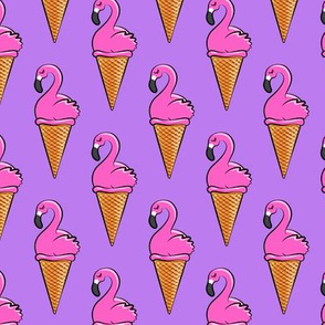 Flamingo ice-cream cones - purple LAD19