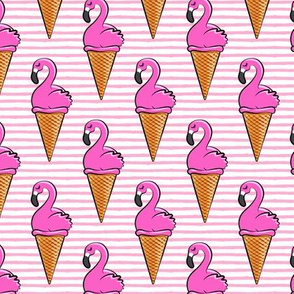 Flamingo ice-cream cones - pink stripes LAD19