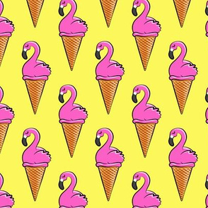 Flamingo ice-cream cones - yellow - LAD19