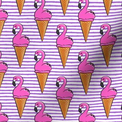 Flamingo ice-cream cones - purple stripes LAD19