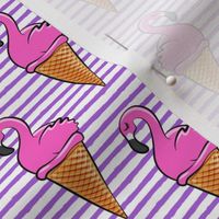 Flamingo ice-cream cones - purple stripes LAD19