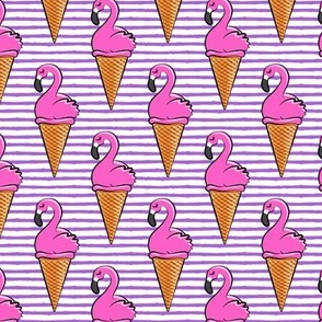 Flamingo ice-cream cones - purple stripes LAD19