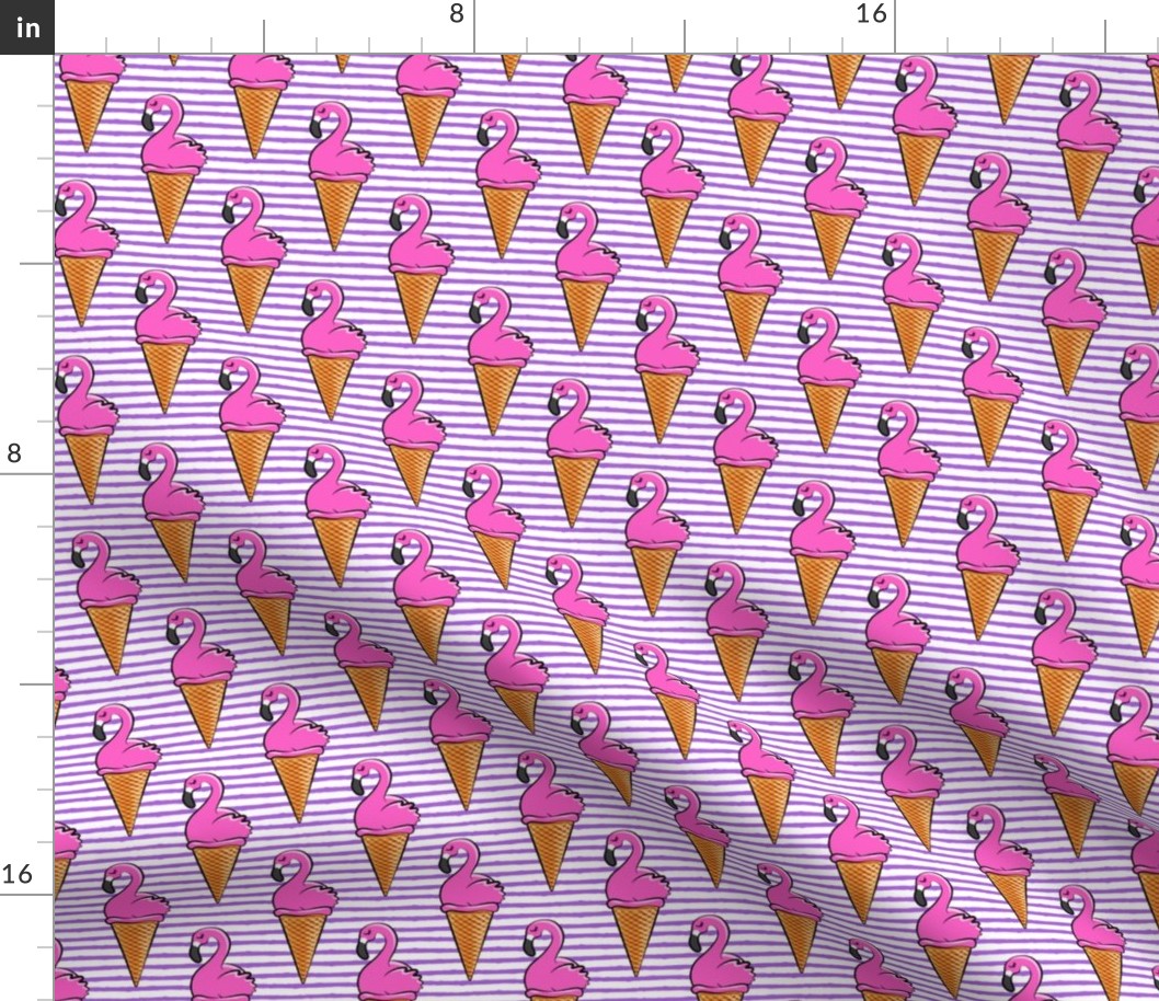 Flamingo ice-cream cones - purple stripes LAD19