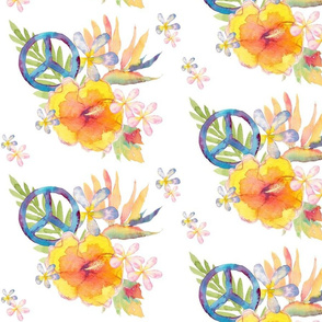 Summer Watercolor Floral Peace White