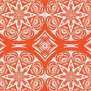 Tribal Star and Diamond Carvings on Fun Flare Orange with a Hint of Silver