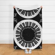 54" Piano Keyboard on Black Background