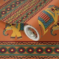 Indian pattern with elephants (large scale)