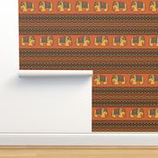 Indian pattern with elephants (large scale)