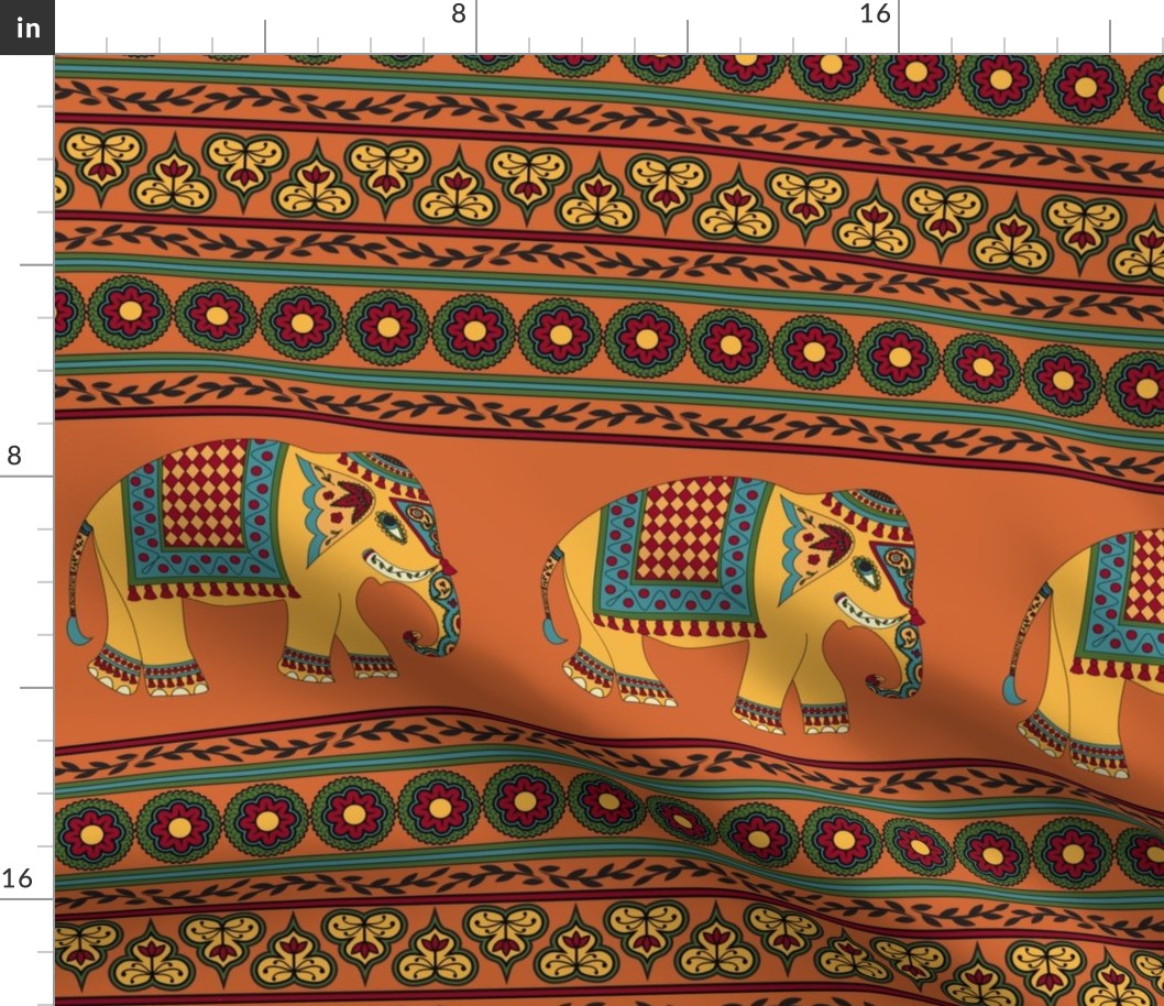 Indian pattern with elephants (large scale)