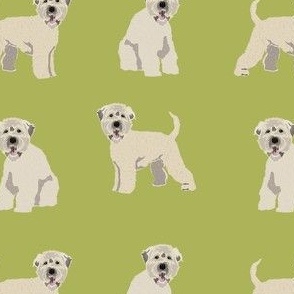 irish wheaten terrier dog fabric - soft coated wheaten terrier fabric, dog fabric, dogs fabric, dog breed fabric, cute dog fabric - lime