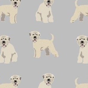 irish wheaten terrier dog fabric - soft coated wheaten terrier fabric, dog fabric, dogs fabric, dog breed fabric, cute dog fabric -  grey