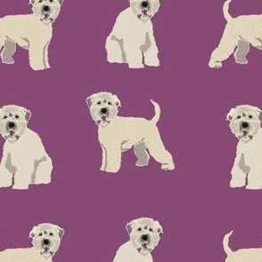 irish wheaten terrier dog fabric - soft coated wheaten terrier fabric, dog fabric, dogs fabric, dog breed fabric, cute dog fabric -  purple