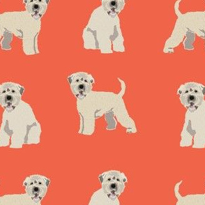 irish wheaten terrier dog fabric - soft coated wheaten terrier fabric, dog fabric, dogs fabric, dog breed fabric, cute dog fabric -  orange