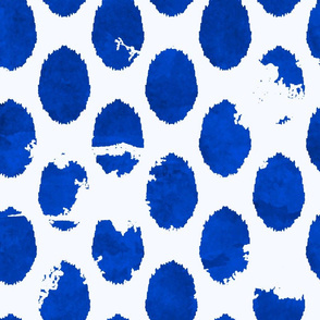 distressed watercolor ikat polka dot royal blue and white