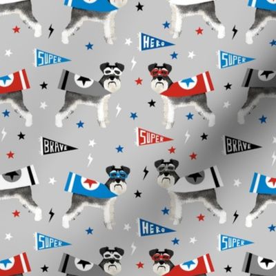 schnauzer superhero fabric - dog superhero fabric, dog, fabric, dogs fabric, cape fabric, mask, superheroes - grey