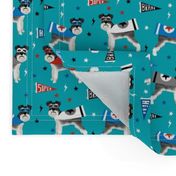 schnauzer superhero fabric - dog superhero fabric, dog, fabric, dogs fabric, cape fabric, mask, superheroes - blue