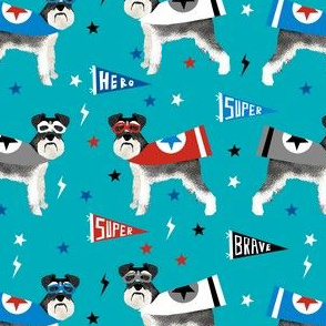 schnauzer superhero fabric - dog superhero fabric, dog, fabric, dogs fabric, cape fabric, mask, superheroes - blue