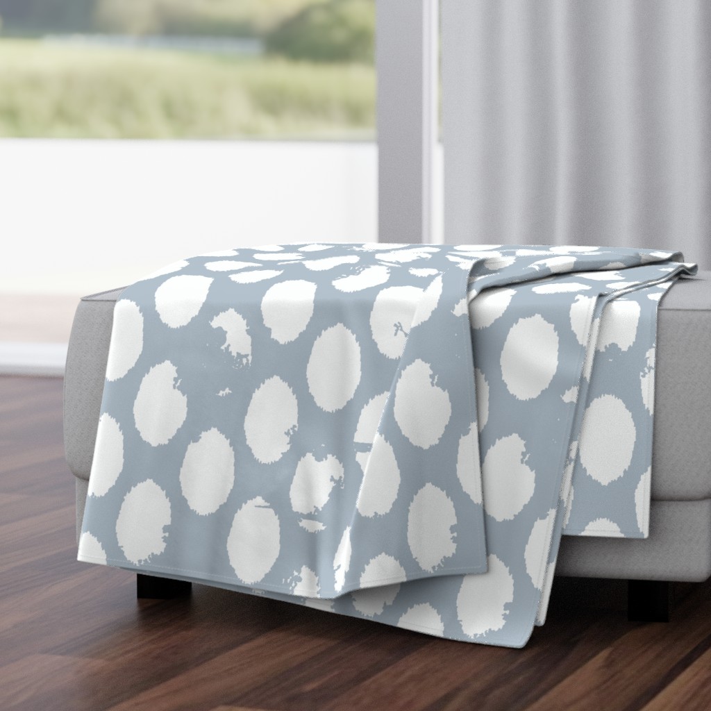 distressed watercolor  ikat polka dot beach house blue grey